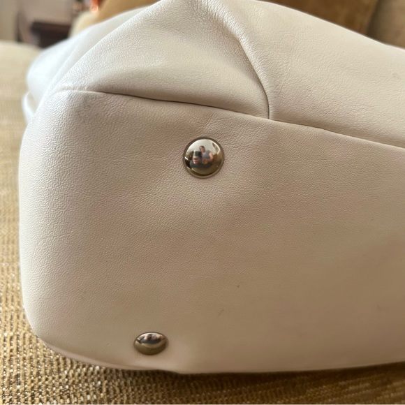 Coach cream and metallic gold lovely leather shoulder bag with lavender … - Picture 12 of 17